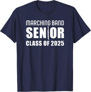 2025 Senior Flute Player Class of 2025 Marching Band Flutist T-Shirt - T-Shirt | Navy