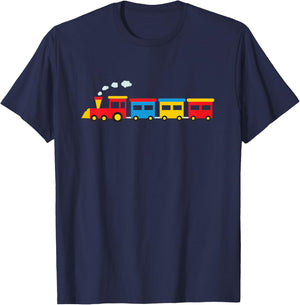 Kids Trains For Boys Steam Locomotive Train For Toddler Boys T-Shirt - T-Shirt | Navy