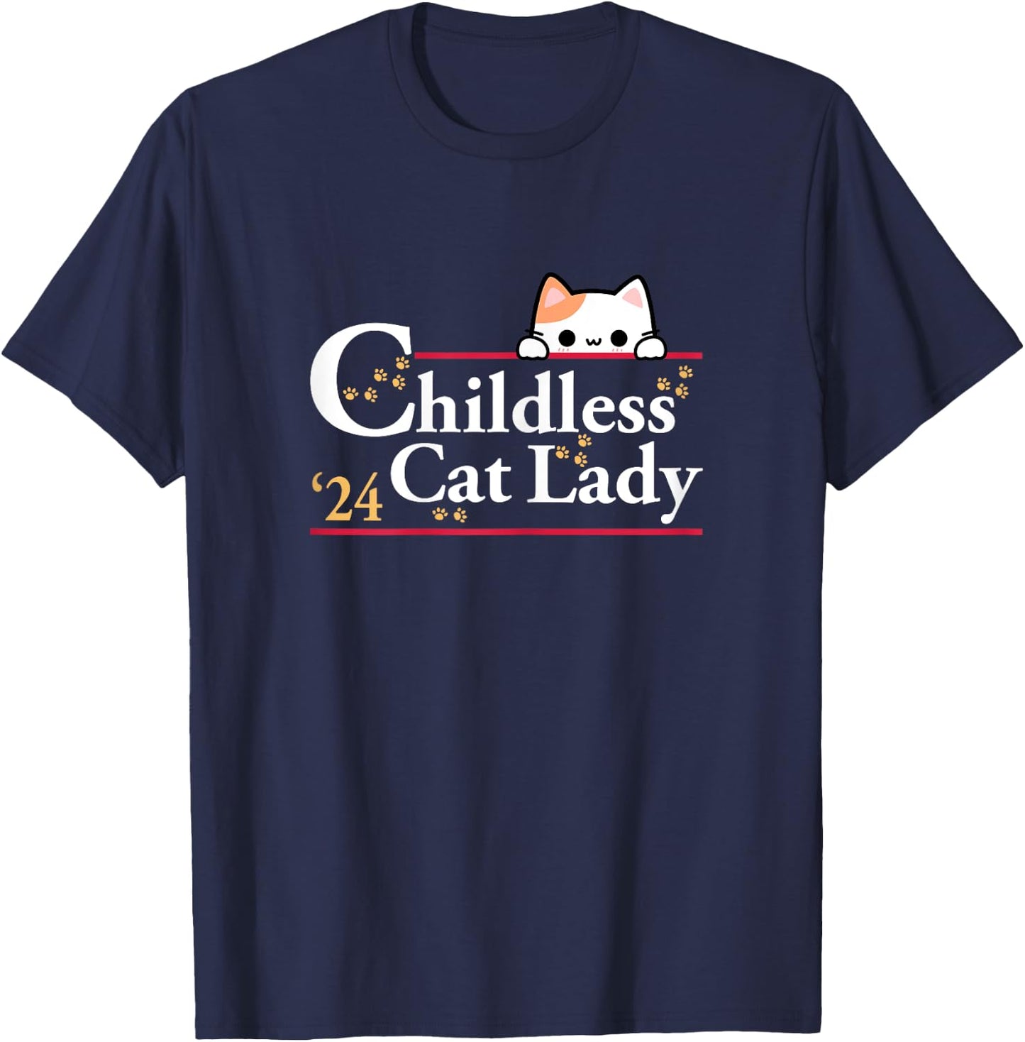 2024 Childless Cat Lady T-Shirt - T-Shirt | Navy