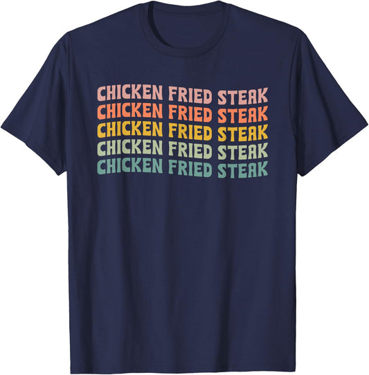 Chicken Fried Steak Typeset T-Shirt - T-Shirt | Navy