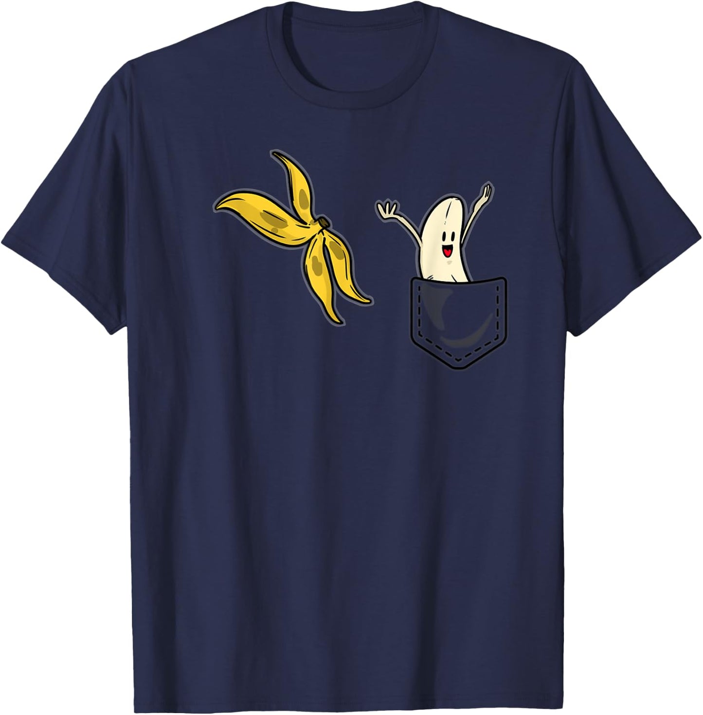 Banana Striptease Funny - Banana Pocket Cool T-Shirt - T-Shirt | Navy