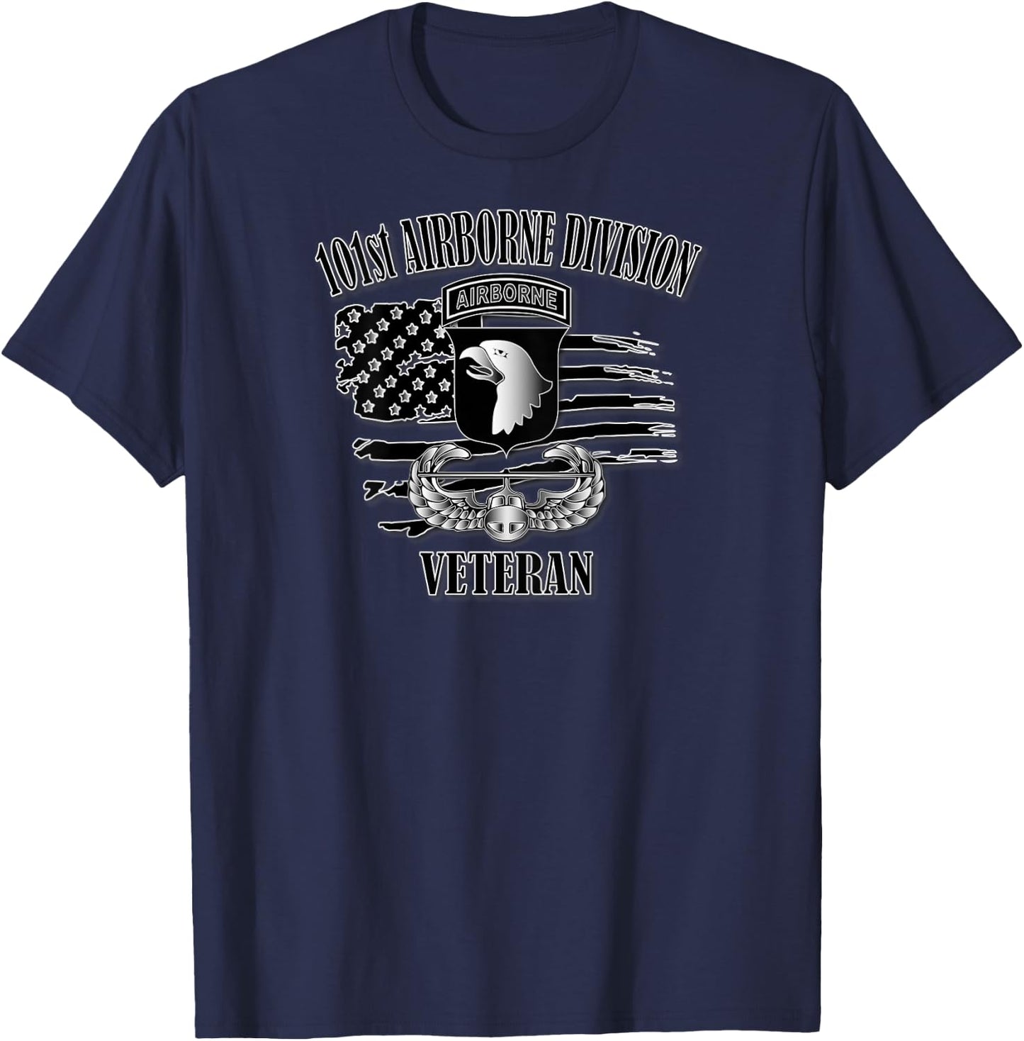 101st Airborne Division- Veteran (Back Design) T-Shirt - T-Shirt | Navy