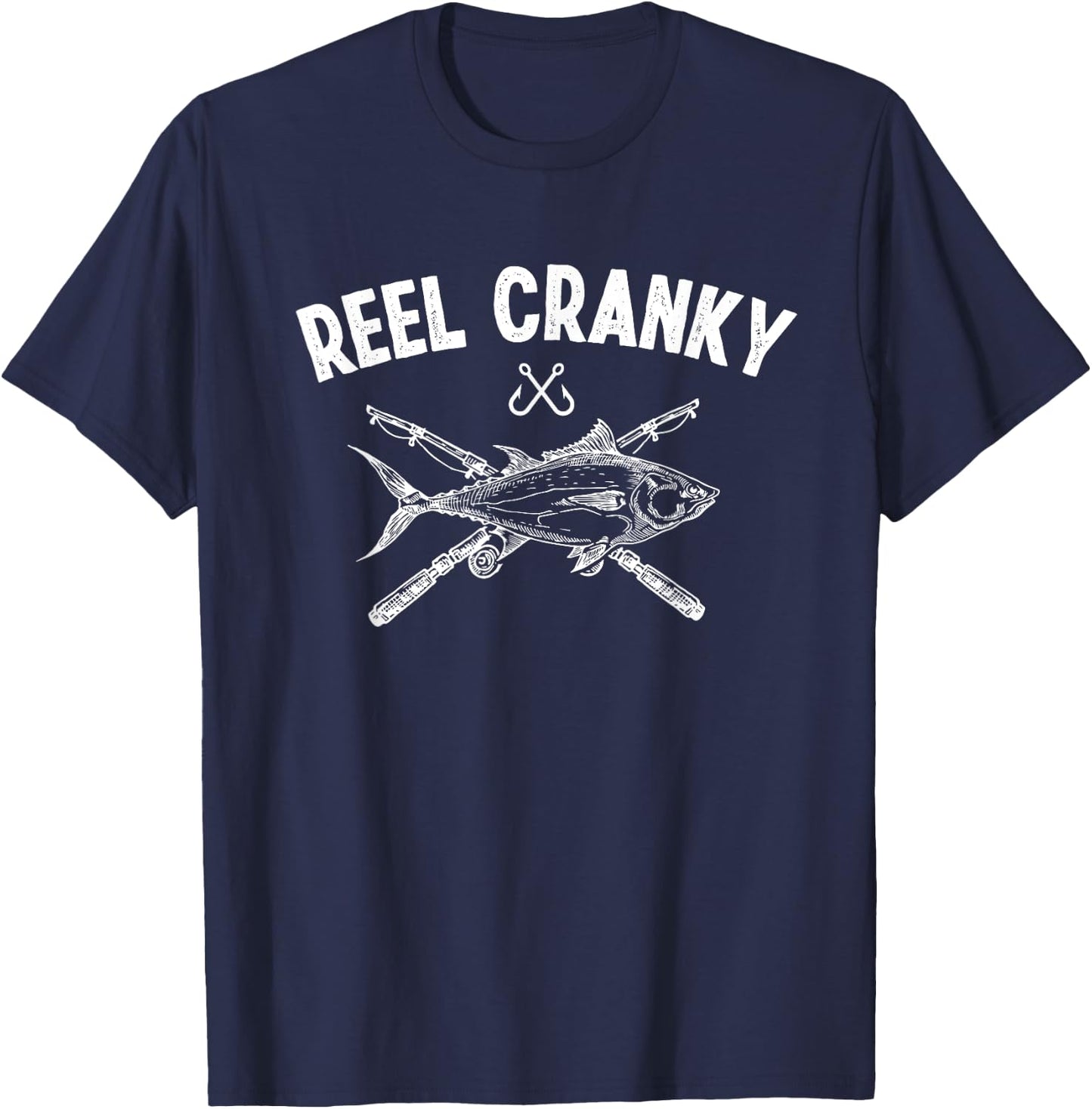 Reel Cranky Funny Fishing Fisherman T-Shirt - T-Shirt | Navy