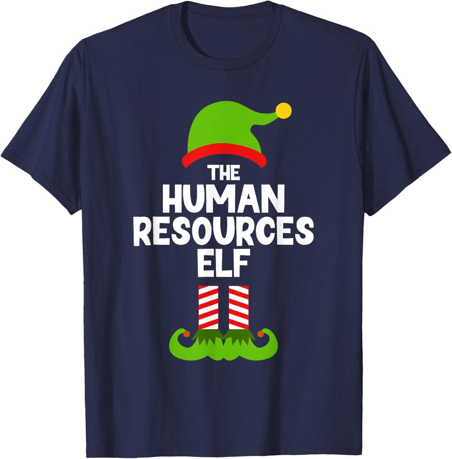 Funny The Human Resources Elf Christmas Family Pajama HR T-Shirt - T-Shirt | Navy