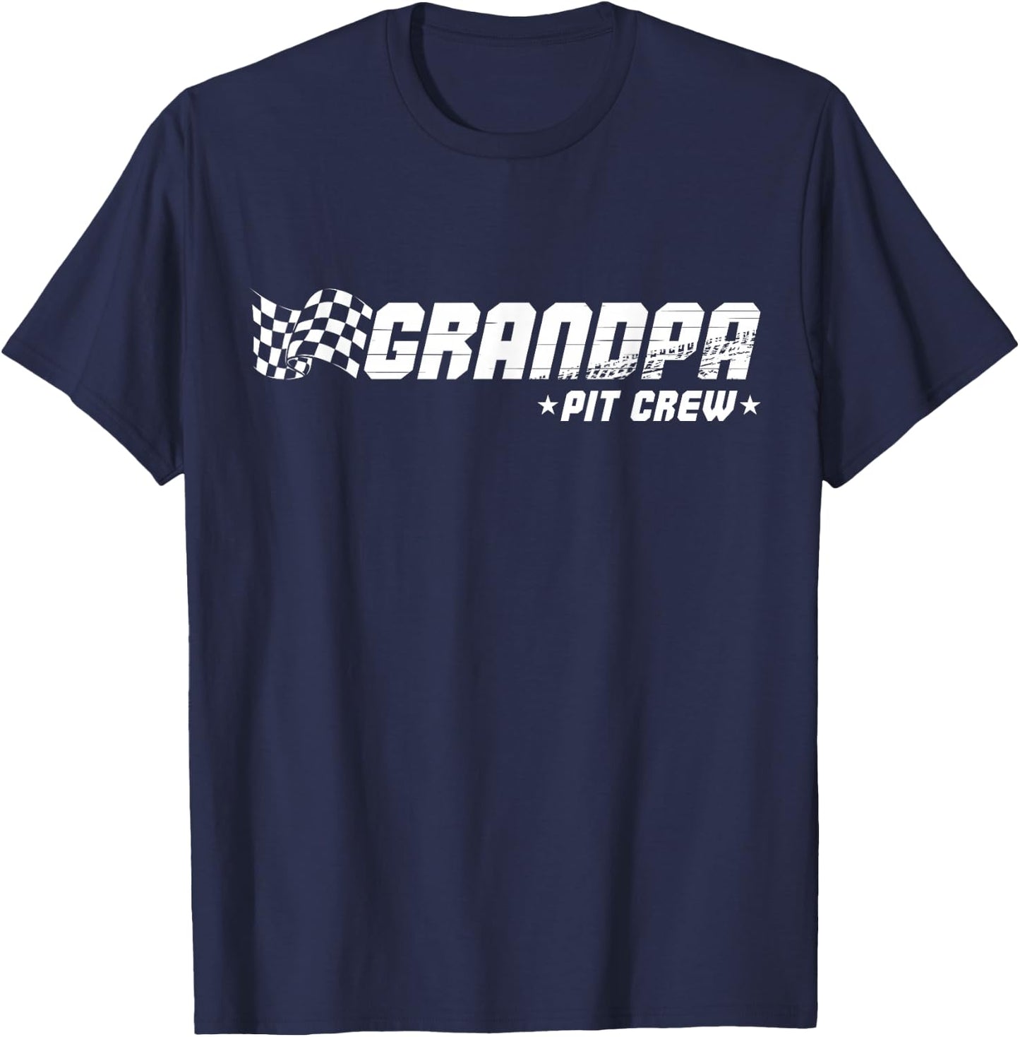 Grandpa Pit Crew Race Car Birthday Family Racing T-Shirt - T-Shirt | Navy