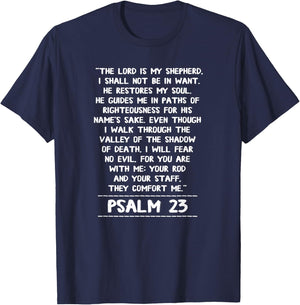 The lord is my shepherd Psalm 23 Jesus Christian Gift T-Shirt - T-Shirt | Navy