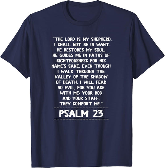 The lord is my shepherd Psalm 23 Jesus Christian Gift T-Shirt - T-Shirt | Navy