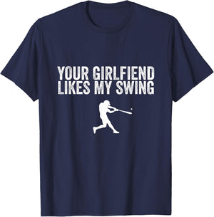 Your Girlfriend Likes My Swing Funny Baseball Quote Youth T-Shirt - T-Shirt | Navy