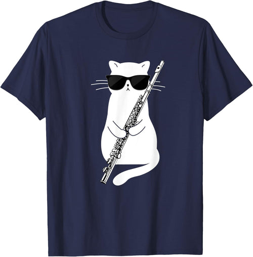 Cat wearing sunglasses playing Flute Women Kids