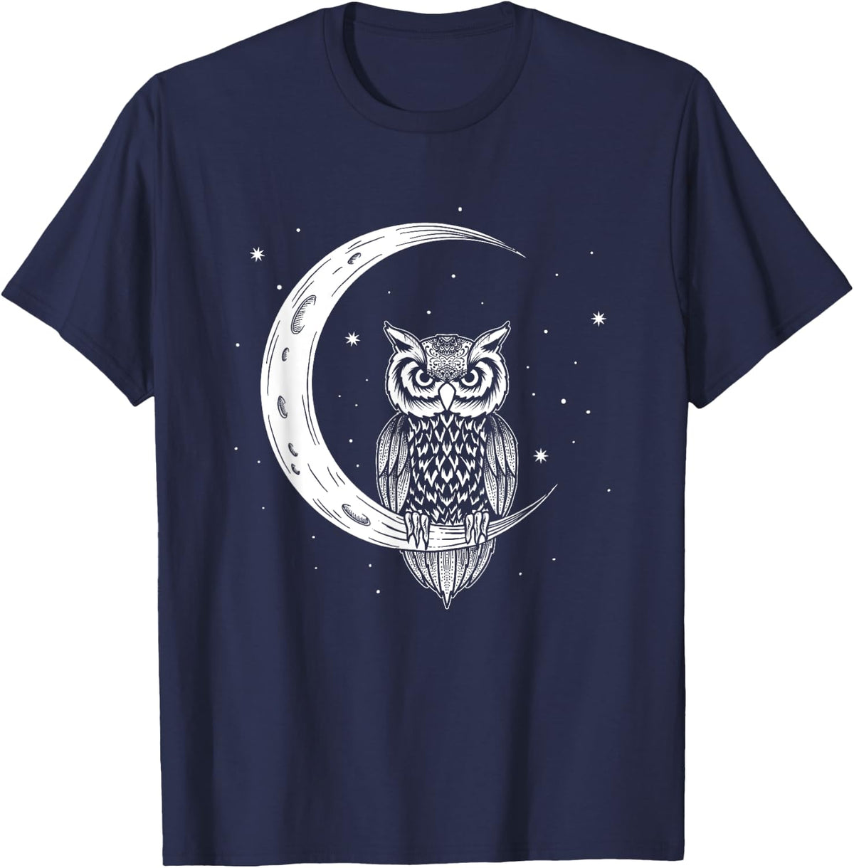 Hanging Owl In The Night Sky - Owlet Birds Lover T-Shirt - T-Shirt | Navy