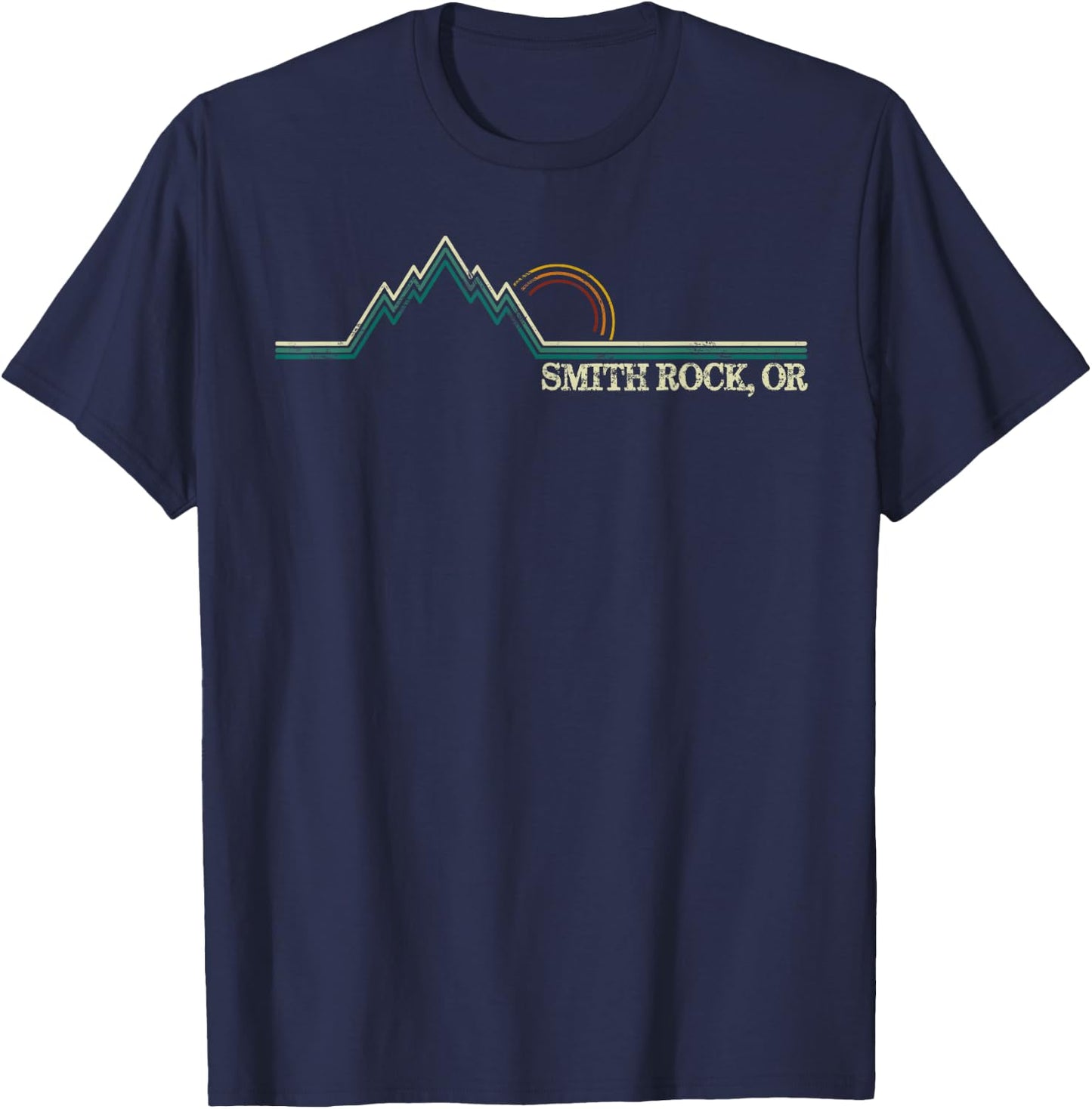 Smith Rock Oregon Retro Mountain Climbing Summer T-Shirt - T-Shirt | Navy