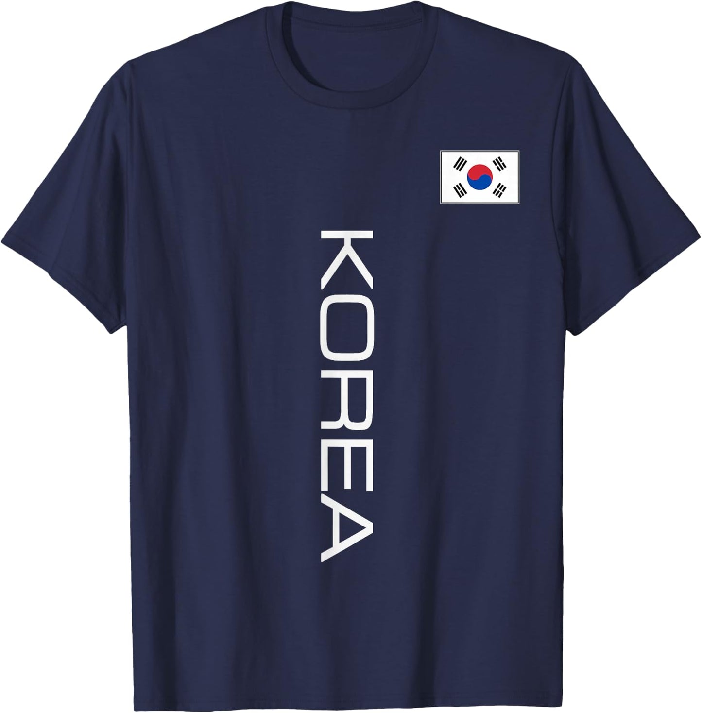 South Korea Flag Sporty Athletic Vertical Style T-Shirt - T-Shirt | Navy