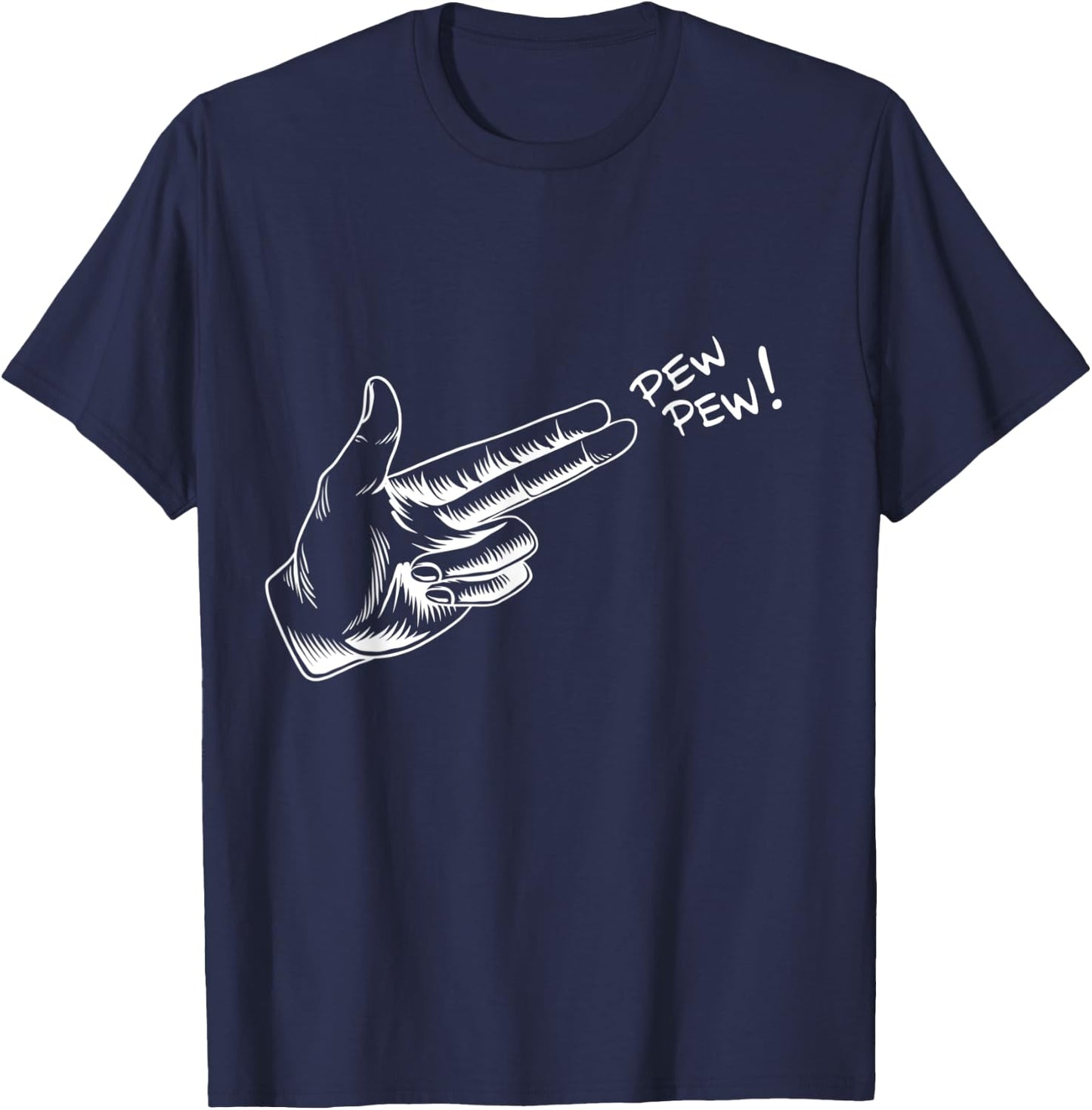 Hand Pew Pistol Line Art Scatch Halloween Costume T-Shirt - T-Shirt | Navy