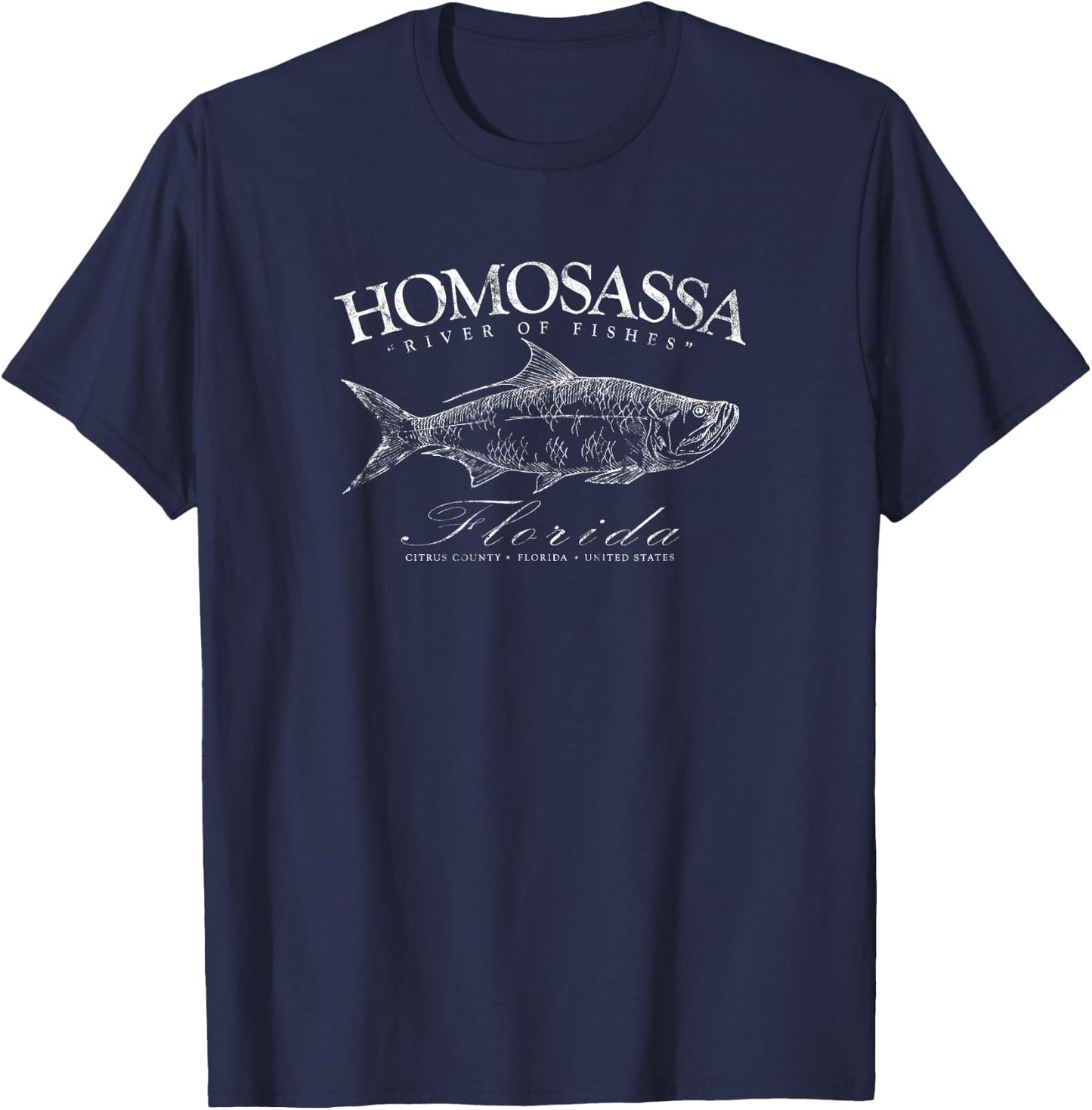 Homosassa Tarpon Fishing in Citrus County Florida T-Shirt - T-Shirt | Navy