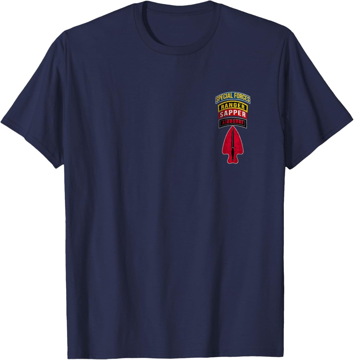 USASOC Special Forces Ranger Sapper Airborne Logo Veteran T-Shirt - T-Shirt | Navy