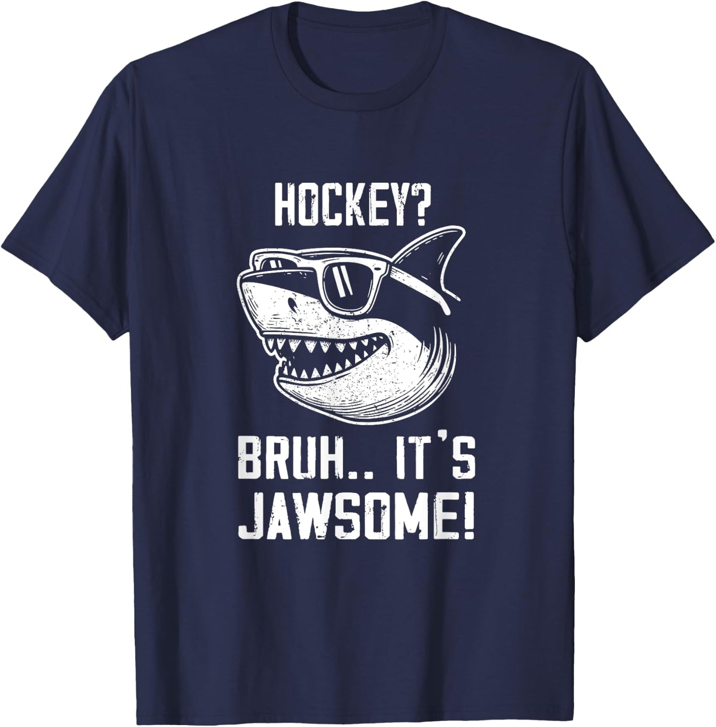 Hockey Bruh it's Jawsome Shark Kids Funny T-Shirt - T-Shirt | Navy