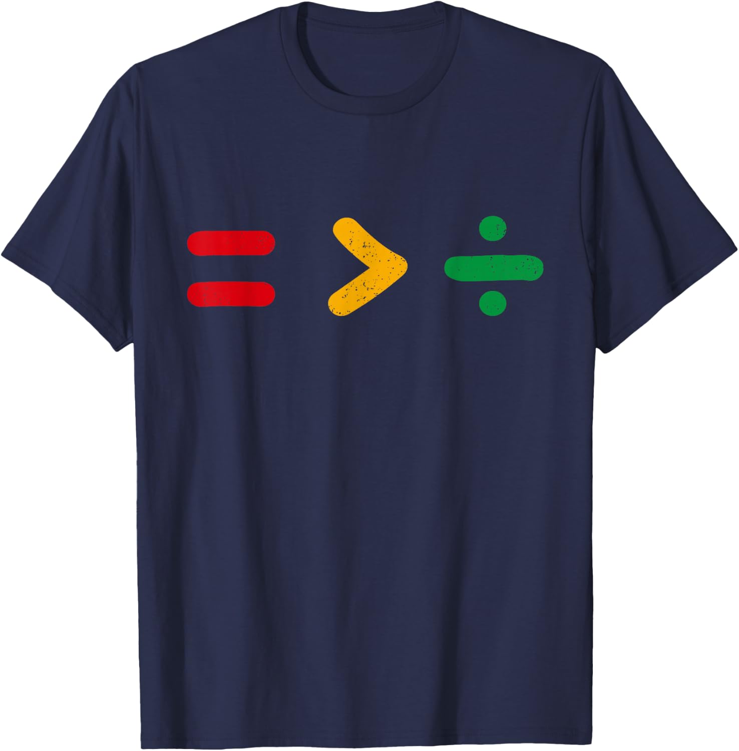 Juneteenth Equality Is Greater Than Division Afro Men Women T-Shirt - T-Shirt | Navy