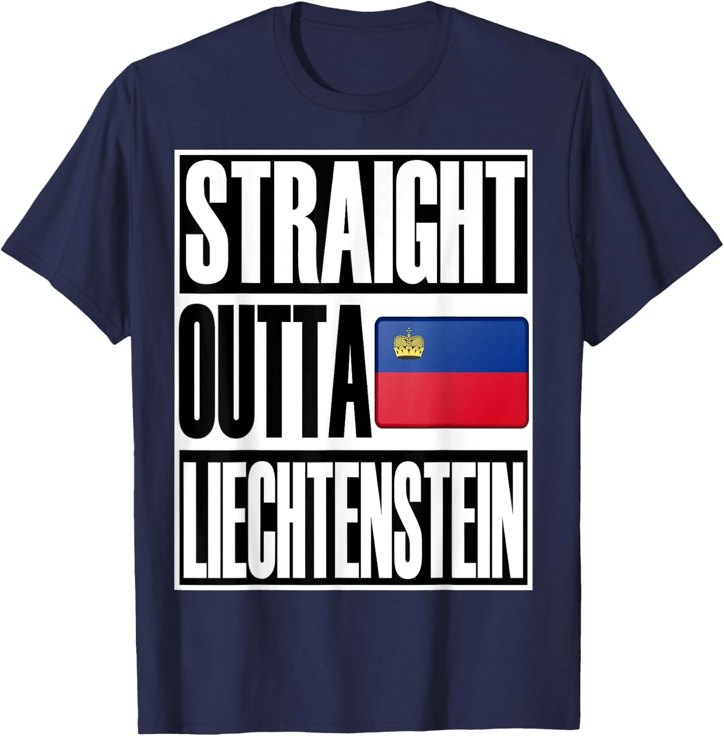 Storecastle: Straight Outta Lichtenstein Flag Gift T-Shirt - T-Shirt | Navy