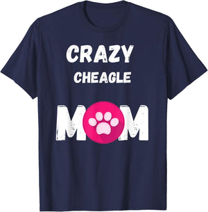 Crazy Cheagle Dog Mom Gift Men Women Kids T-Shirt - T-Shirt | Navy