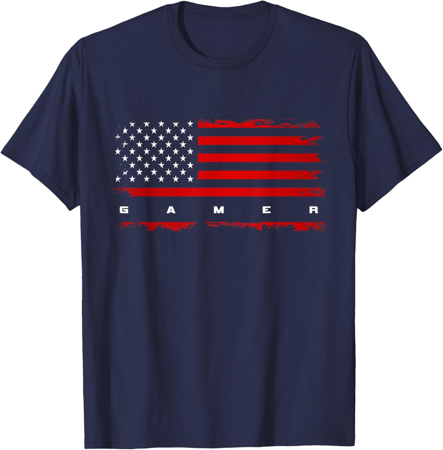 American Flag Gamer Gaming Video Game T-Shirt - T-Shirt | Navy