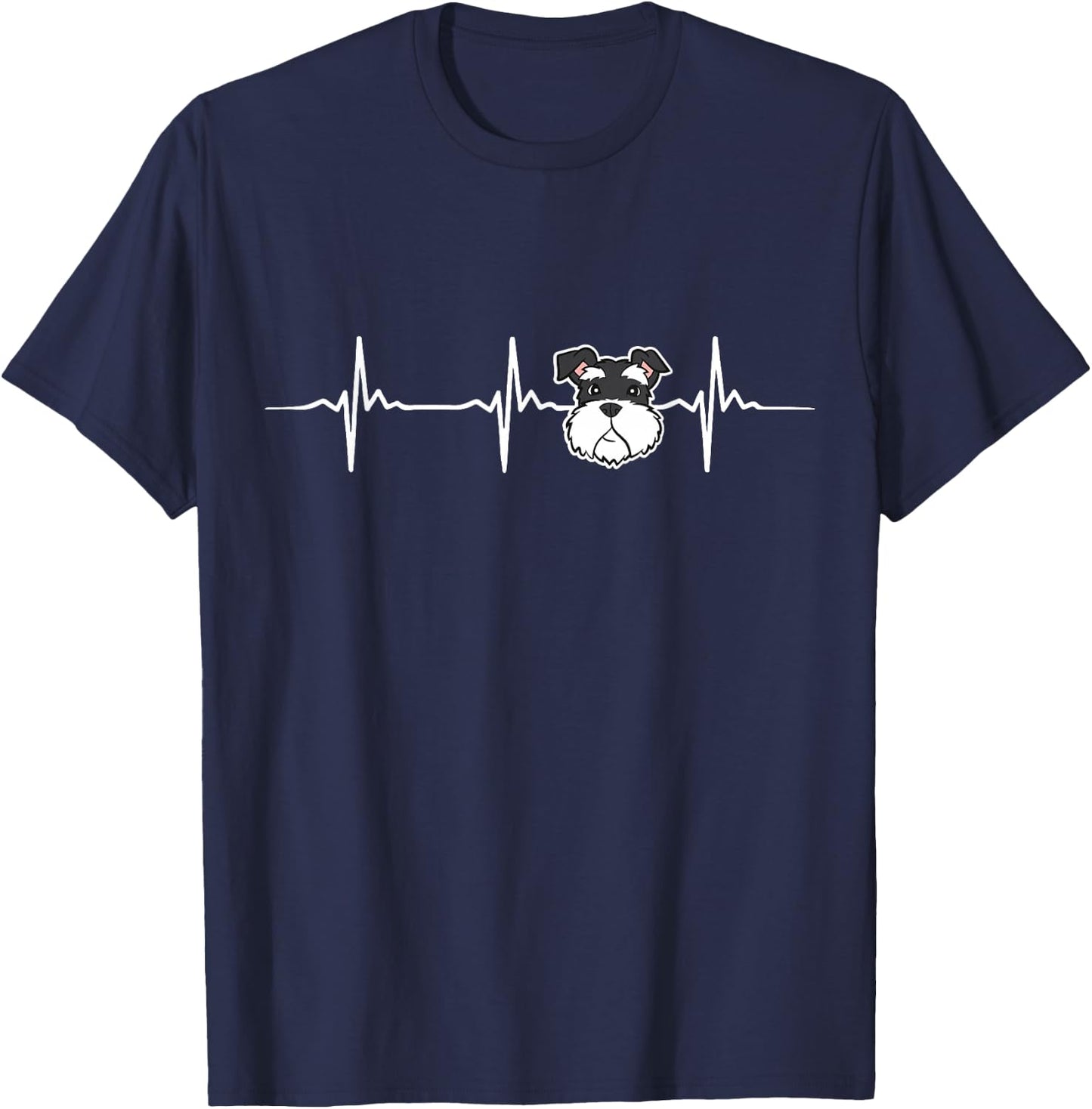 Schnauzer Dog Heartbeat Cute Schnauzer Dog T-Shirt - T-Shirt | Navy
