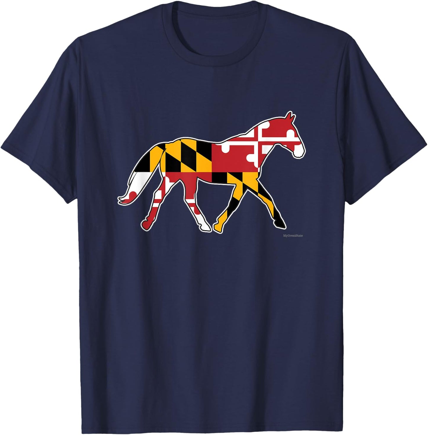 Maryland Horse Flag Decal - Maryland Horses Shirt T-Shirt - T-Shirt | Navy