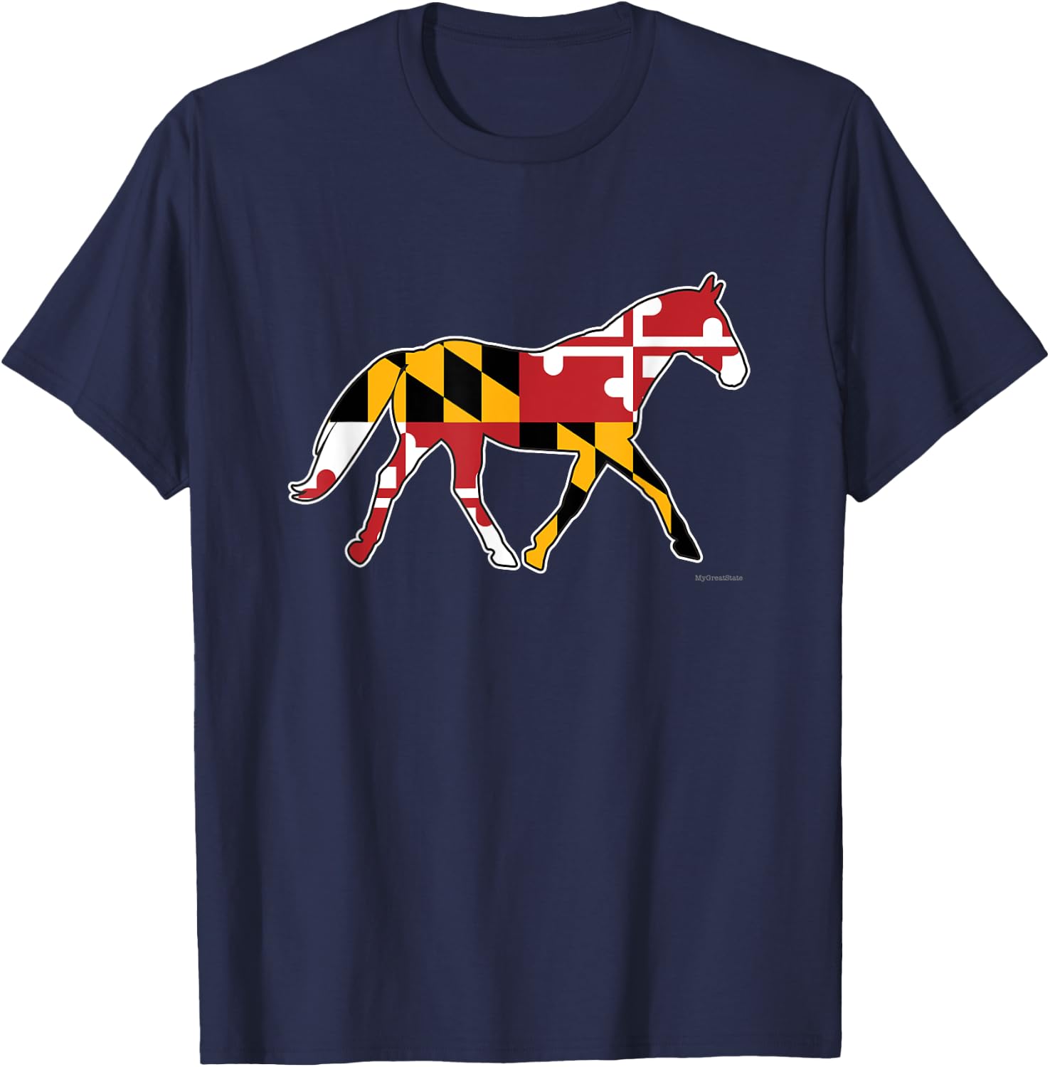 Maryland Horse Flag Decal - Maryland Horses Shirt T-Shirt - T-Shirt | Navy
