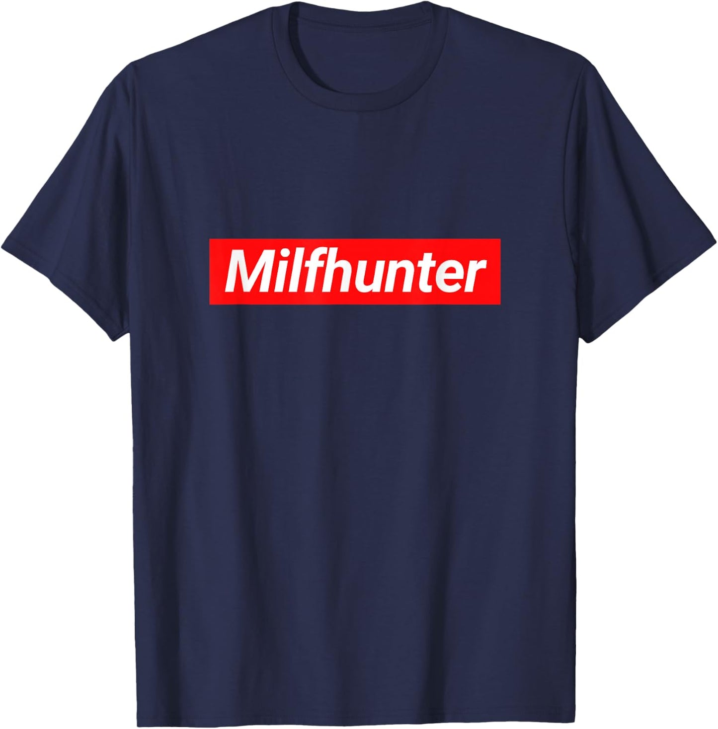 Milfhunter I Funny Sexy Women Hot Mum Mom Checker Motif T-Shirt - T-Shirt | Navy