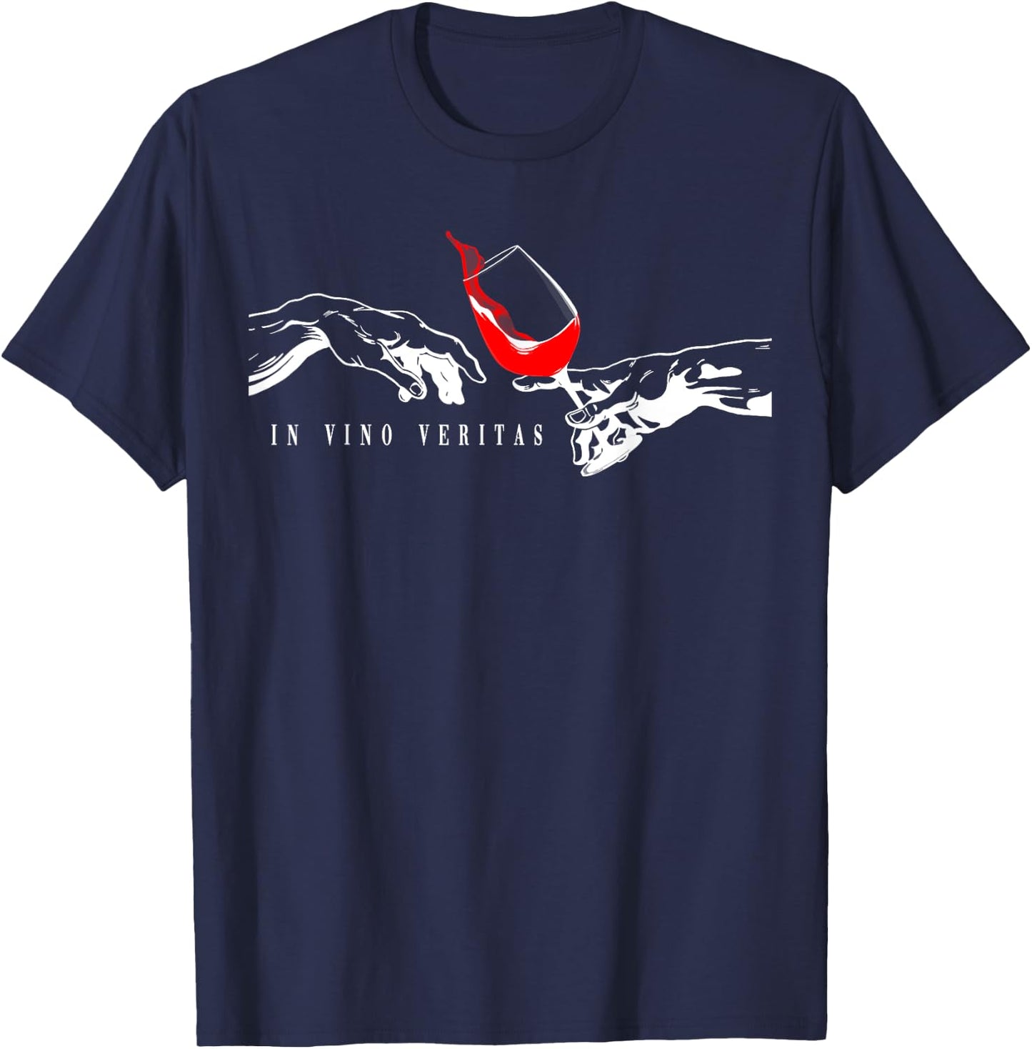 IN VINO VERITAS Creation of Adam Vino Digga Red Wine T-Shirt - T-Shirt | Navy