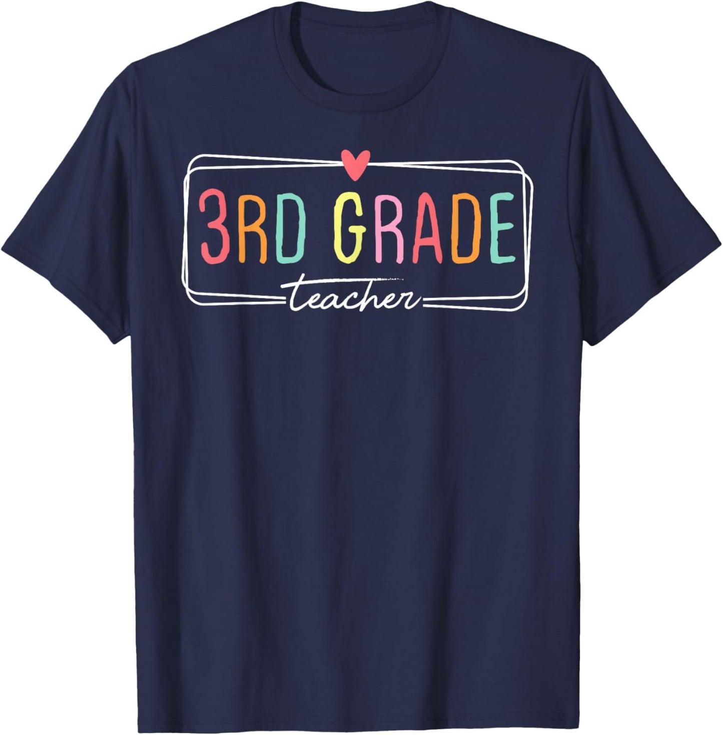Third Grade Teacher Life 3rd Grade Back To School Heart Love Men Women Girls Kids T-Shirt - T-Shirt | Navy