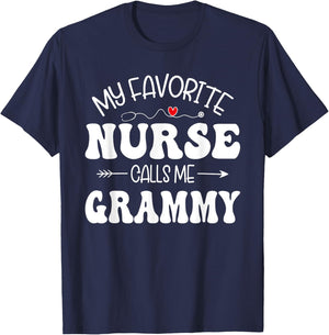 My Favorite Nurse Call Me Grammy Cute Grammy Mothers Day T-Shirt - T-Shirt | Navy