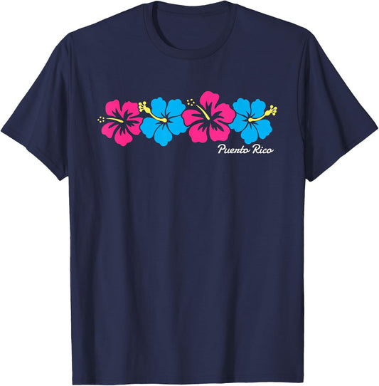 Puerto Rico Hibiscus Flower Boys Girls Vacation Souvenir T-Shirt - T-Shirt | Navy