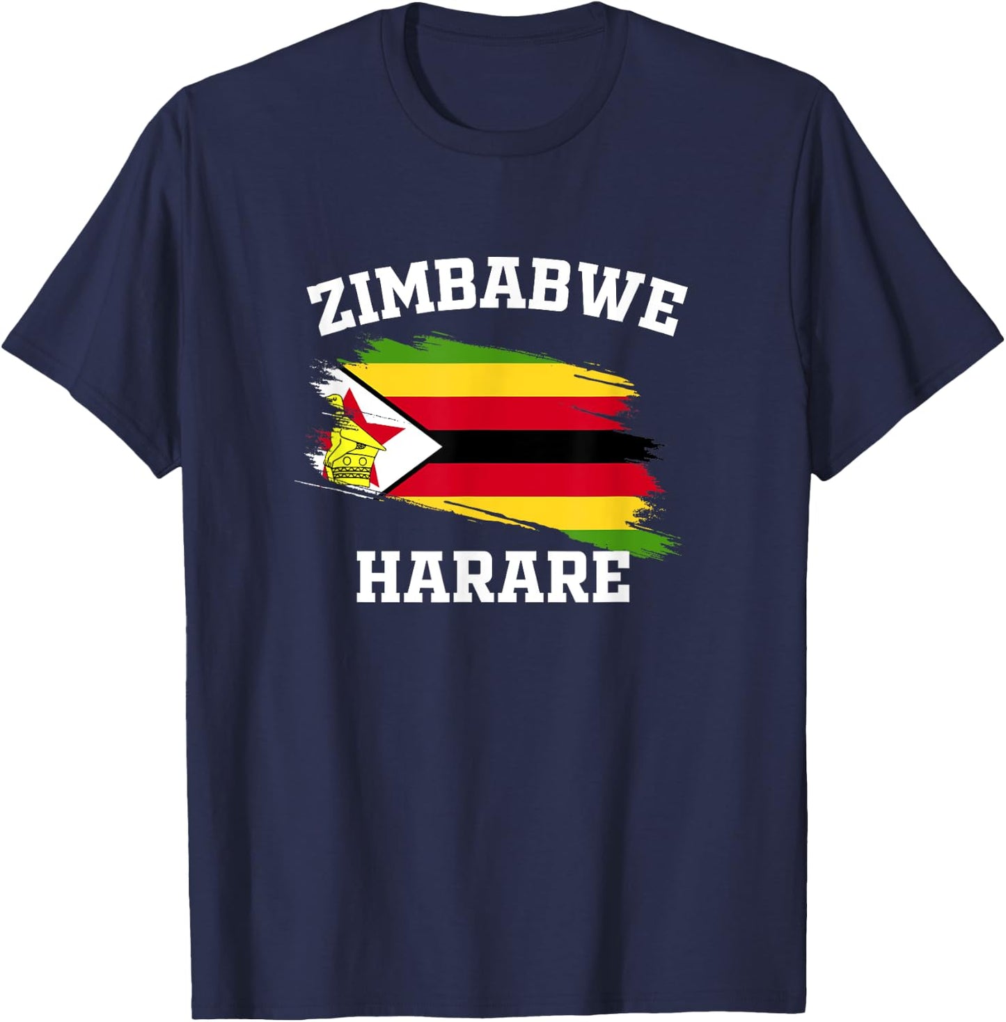 Zimbabwe Flag Harare Vacation Athletes Africa Souvenirs T-Shirt - T-Shirt | Navy