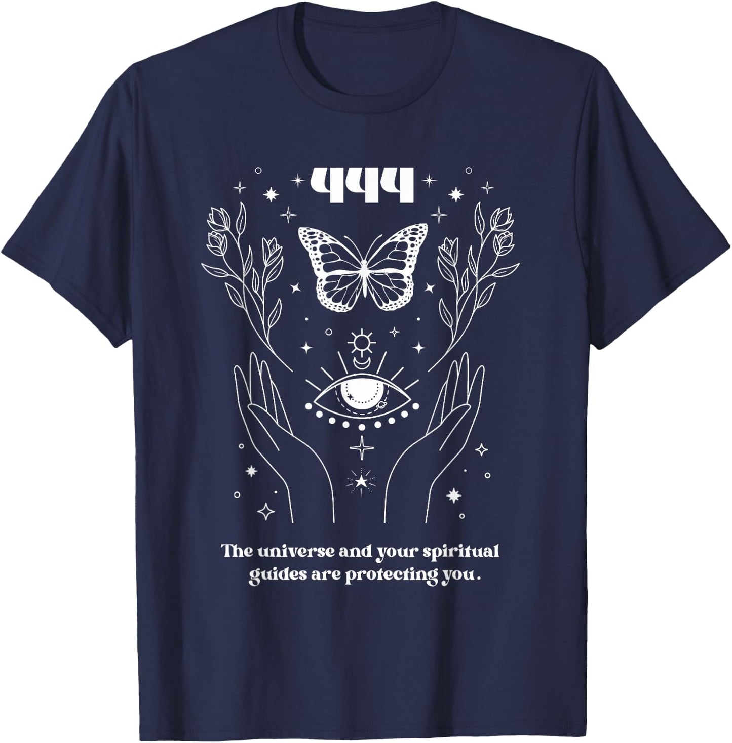 Angel Number Mystical Celestial Numerology NS Angelcore Aesthetic Cute Butterfly Mystical Black T-Shirt - T-Shirt | Navy