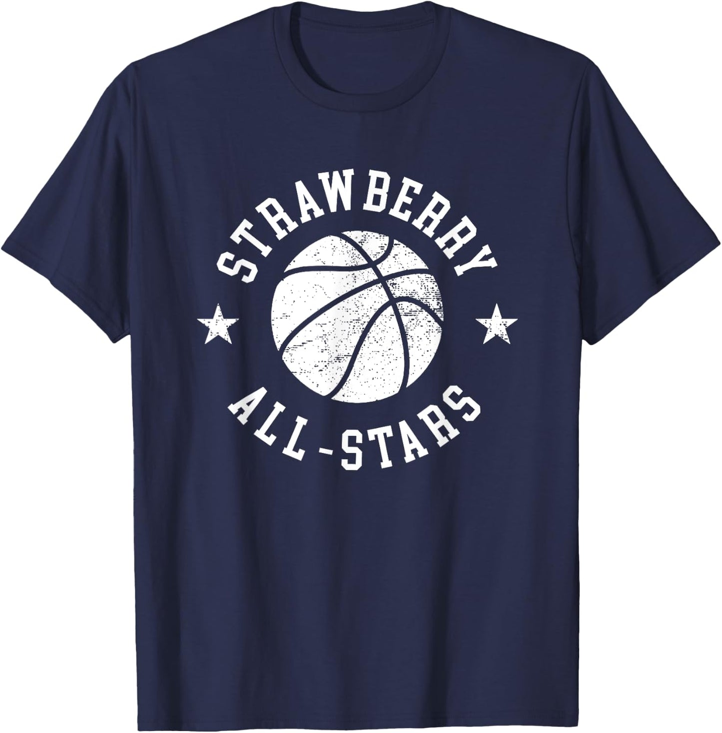 Strawberry Vintage All-Stars Retro 80s Basketball T-Shirt - T-Shirt | Navy