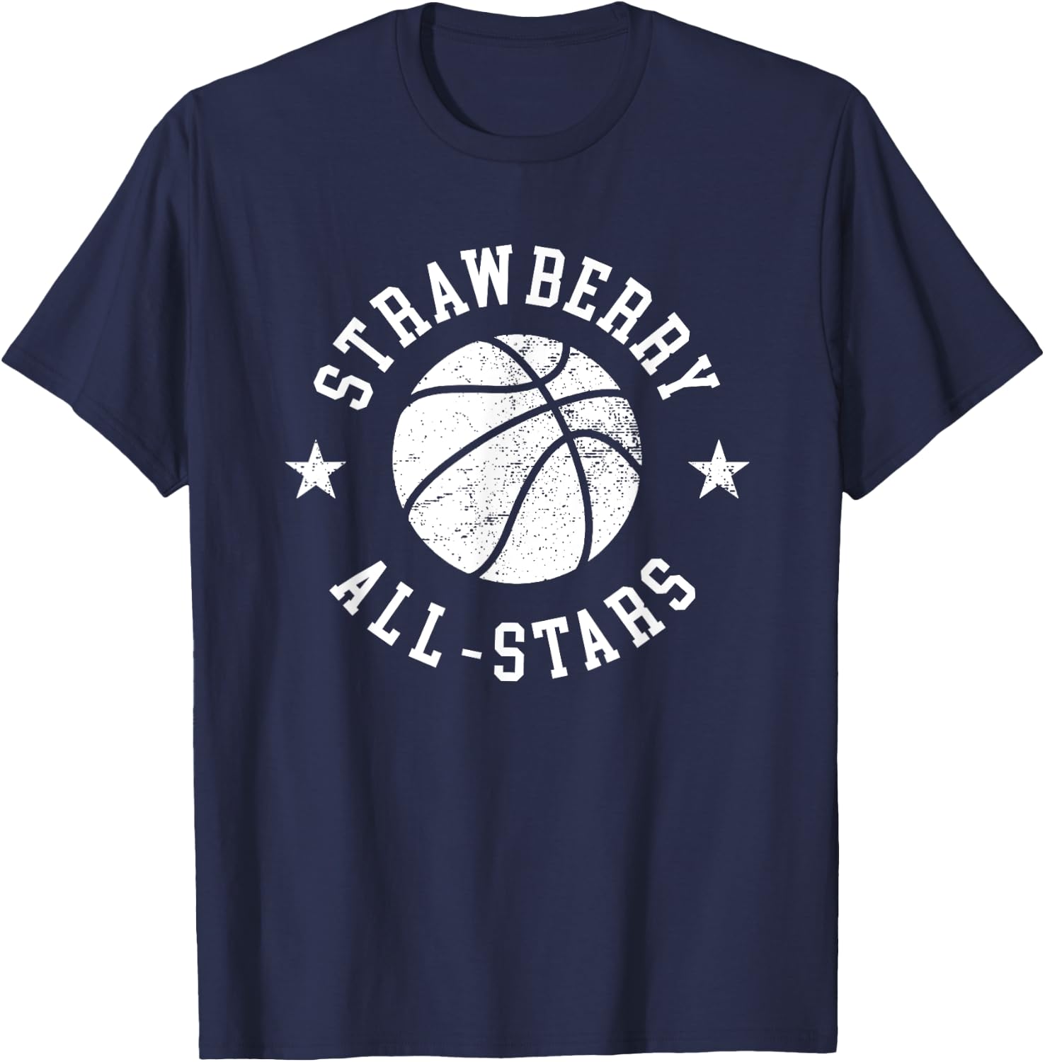 Strawberry Vintage All-Stars Retro 80s Basketball T-Shirt - T-Shirt | Navy