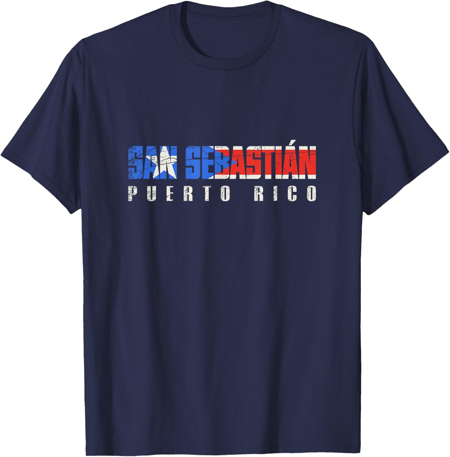 San Sebastián Puerto Rico, Puerto Rican flag T-Shirt - T-Shirt | Navy