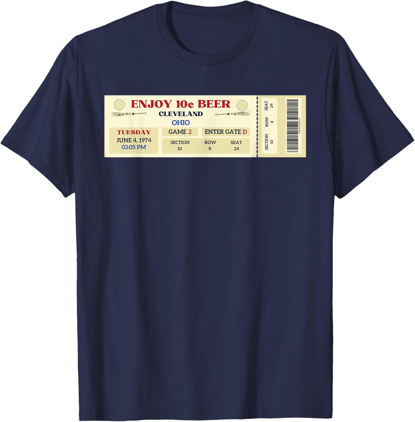 Cleveland 10 cent beer night Ticket Ohio T-Shirt - T-Shirt | Navy