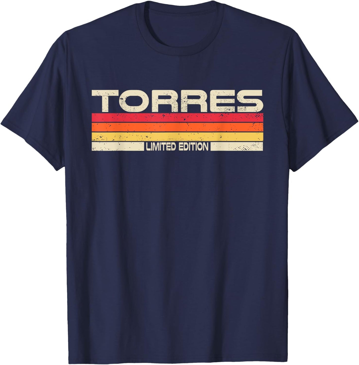 Torres Surname Birthday Family Reunion 80s 90s Sunset T-Shirt - T-Shirt | Navy