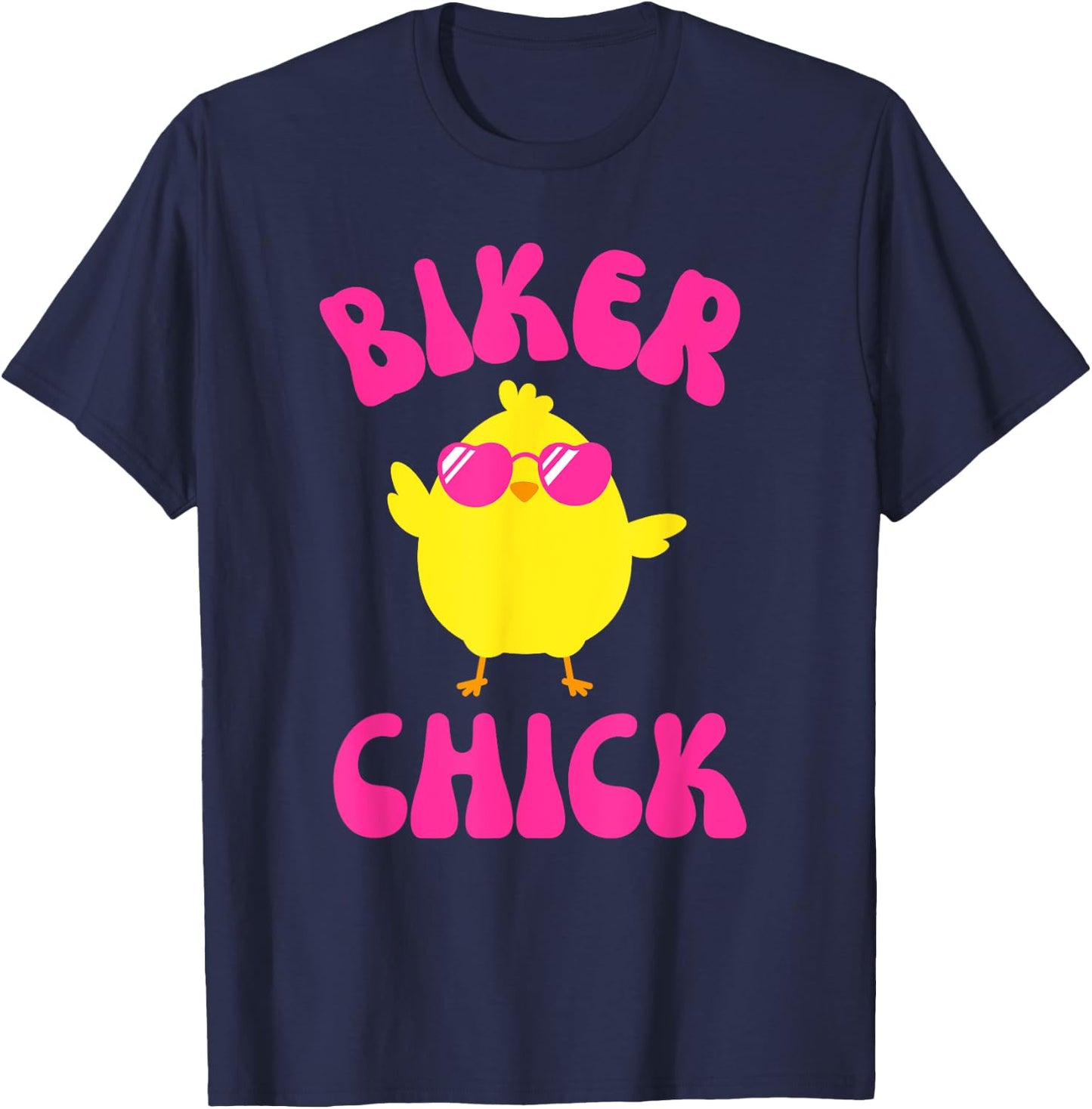 CUTE Motorcycle Biker Chick Pink Retro T-Shirt - T-Shirt | Navy