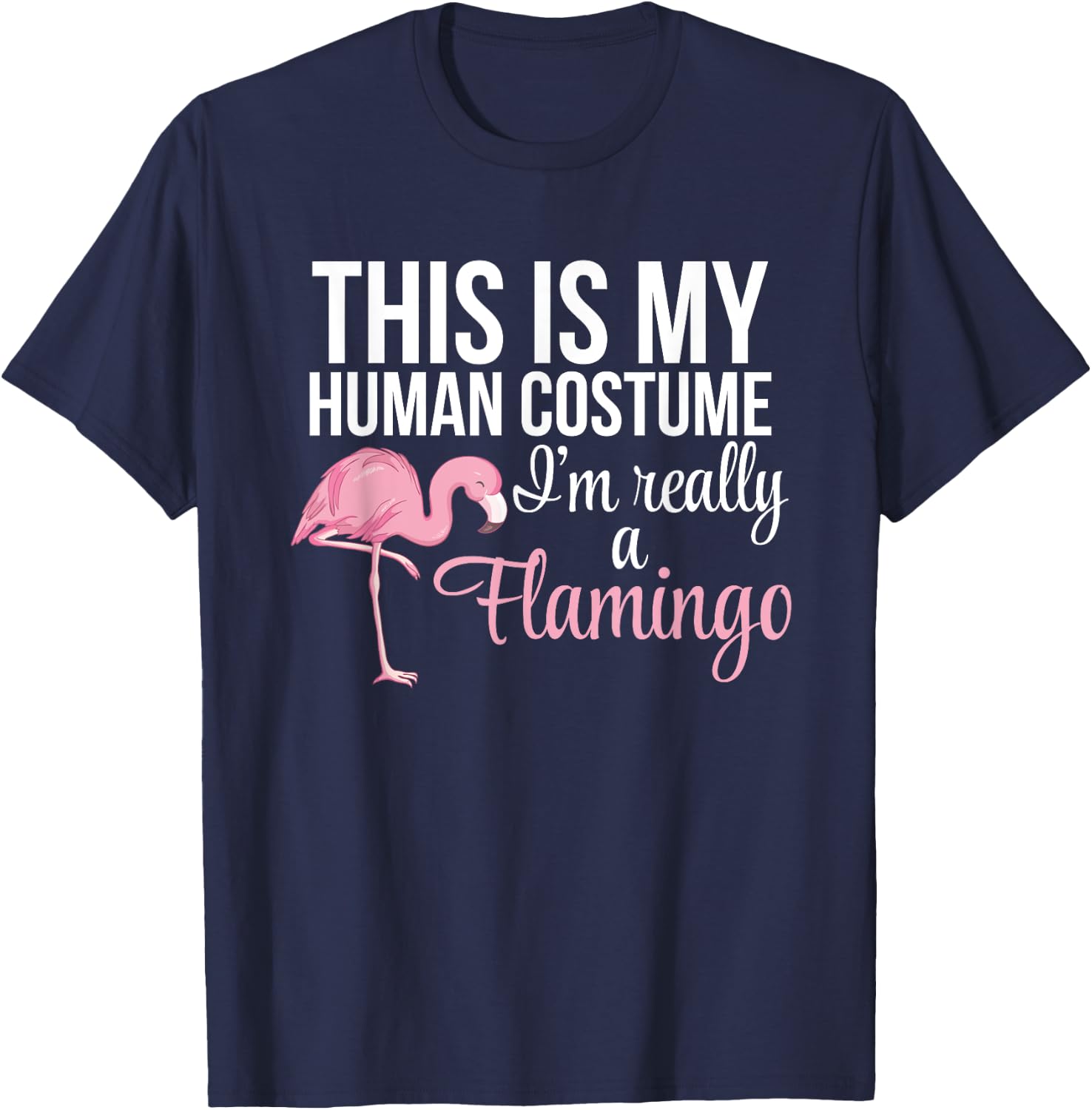 Halloween Flamingo – Trick Or Treat Pink Flamingo Halloween T-Shirt - T-Shirt | Navy