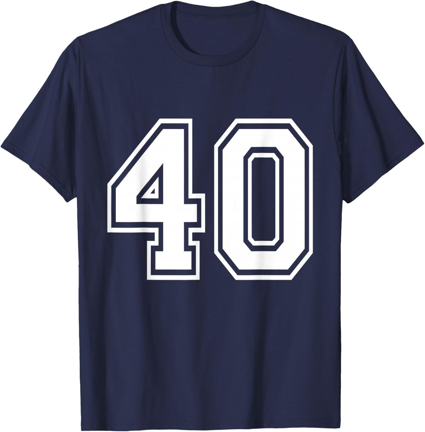 Number 40 Front + Back Varsity Sports Team 40th Birthday T-Shirt - T-Shirt | Navy