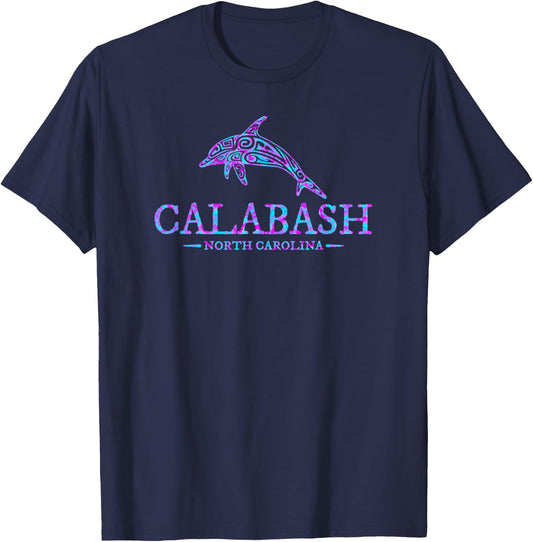 Calabash North Carolina Dolphin Souvenir Boys Girls T-Shirt - T-Shirt | Navy