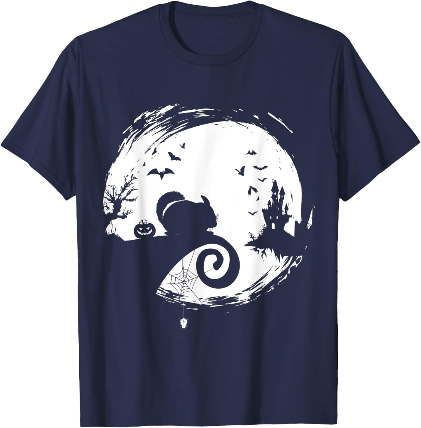 Chinchilla Halloween Costume Moon Silhouette Creepy T-Shirt - T-Shirt | Navy