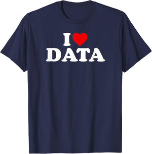 I Love Data - Heart T-Shirt - T-Shirt | Navy