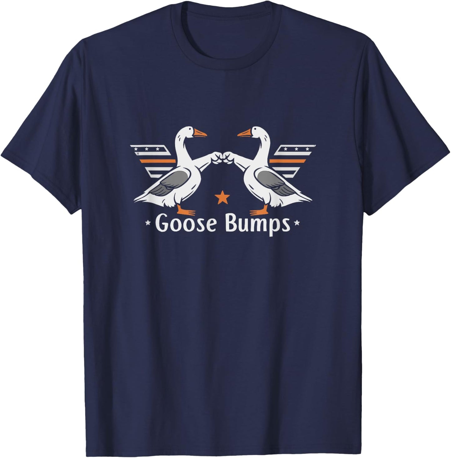 Goose Bumps Pun Fist Bump Funny Vintage Cartoon Geese T-Shirt - T-Shirt | Navy