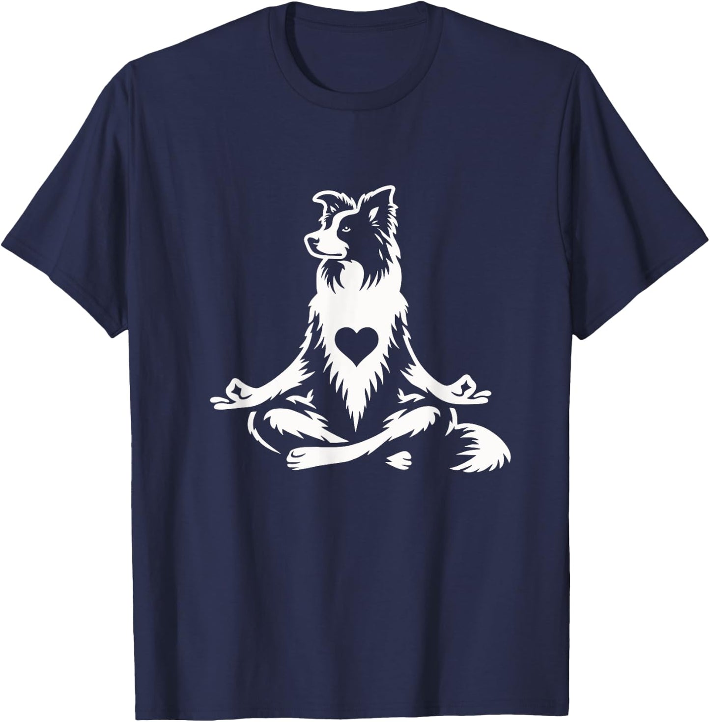 Funny Border Collie Yoga Pose Dog Graphic Design T-Shirt - T-Shirt | Navy