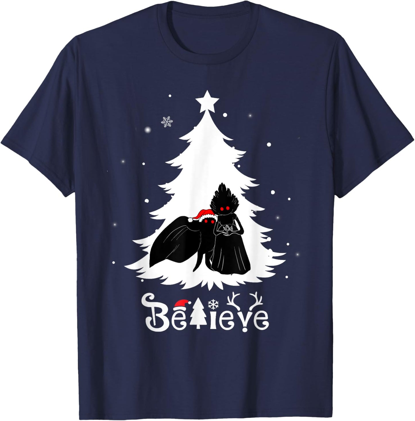 Mothman Flatwoods Monster Christmas Believe Funny Cryptid T-Shirt - T-Shirt | Navy