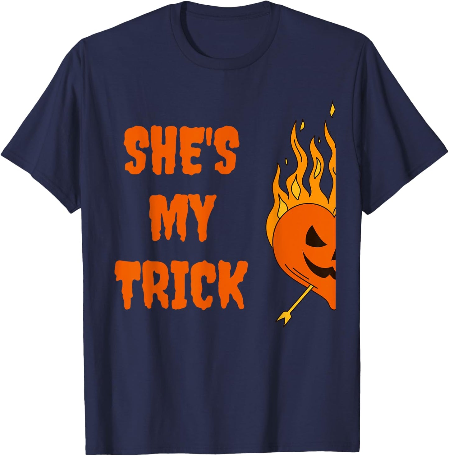 He's My Treat She's My Trick Halloween Matching Set Couples T-Shirt - T-Shirt | Navy