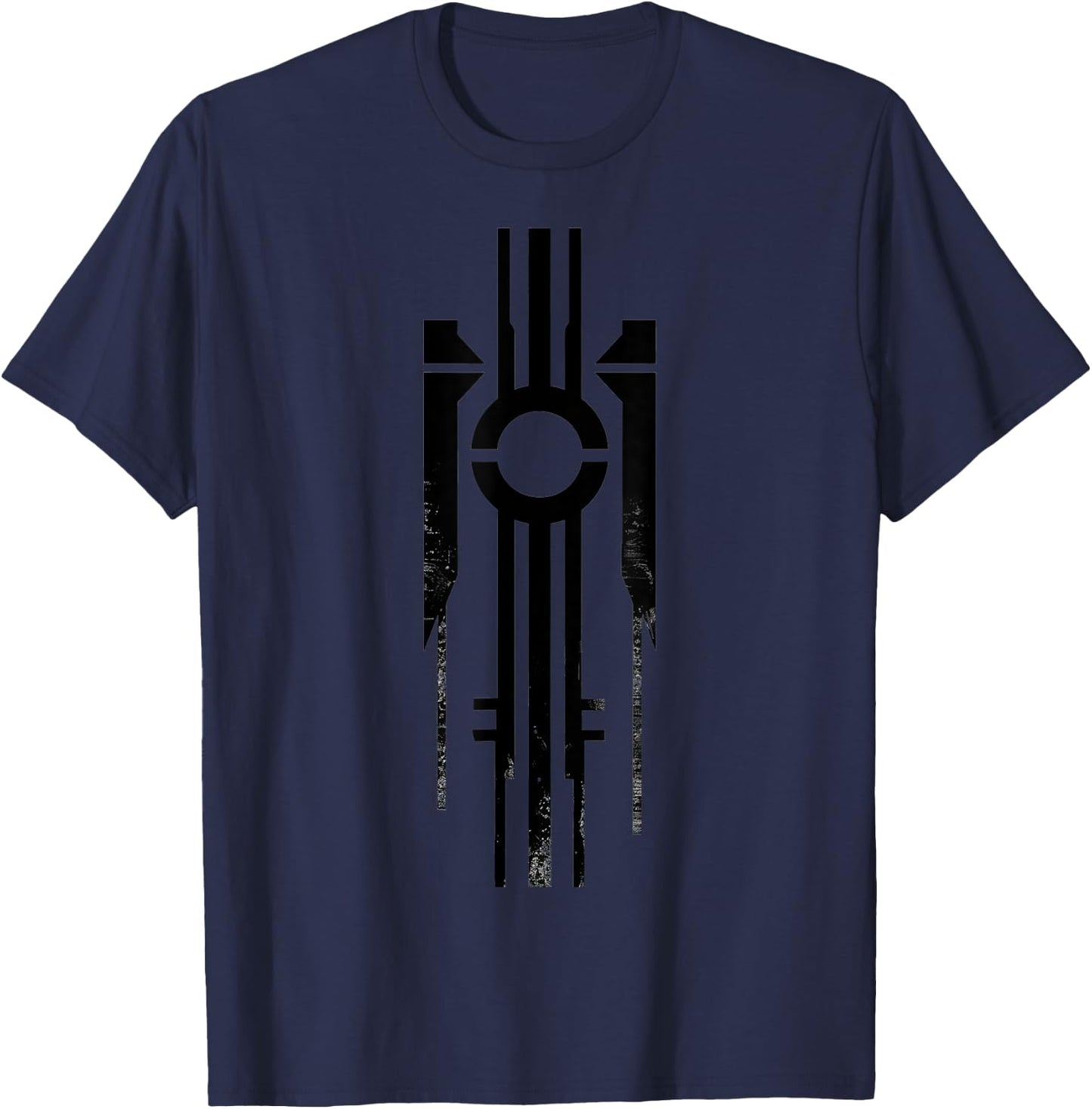 Black Geometric | Cool | S - 6XL | Men's Graphic T-Shirt - T-Shirt | Navy
